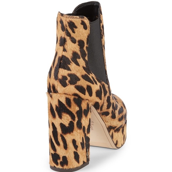Sam Edelman Leopard-Print Calf Hair Chelsea Boots - Picture 3 of 5
